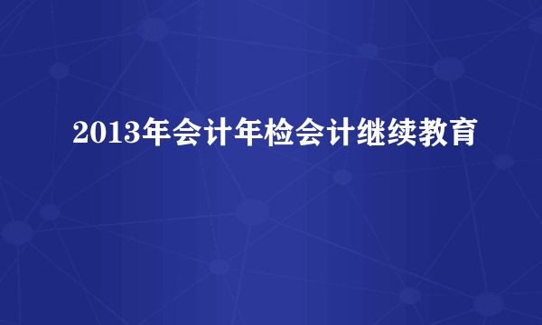 2013年会计年检会计继续教育