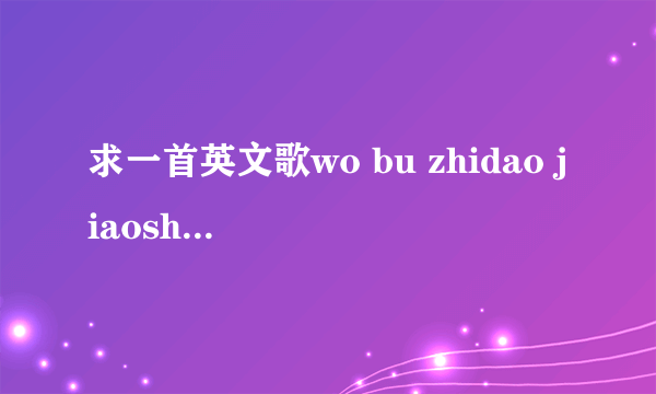 求一首英文歌wo bu zhidao jiaosha其中一句 could you give me more chance,i won't let you down this time,could you believe in me
