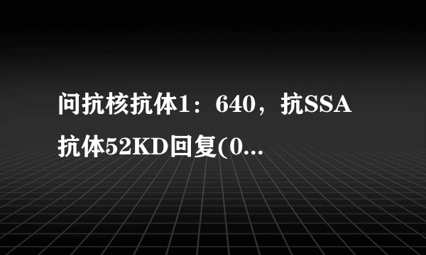 问抗核抗体1：640，抗SSA抗体52KD回复(0)抗核抗体1：6...