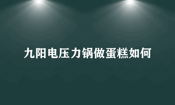 九阳电压力锅做蛋糕如何