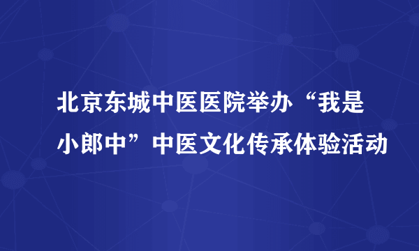 北京东城中医医院举办“我是小郎中”中医文化传承体验活动
