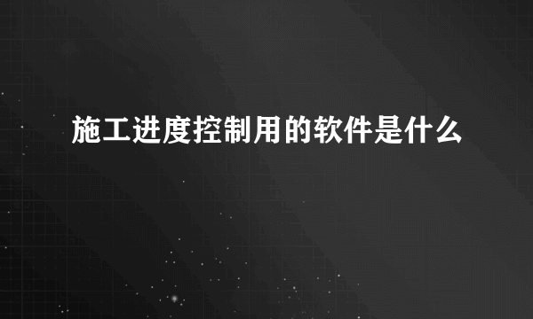 施工进度控制用的软件是什么