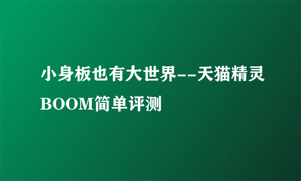 小身板也有大世界--天猫精灵BOOM简单评测