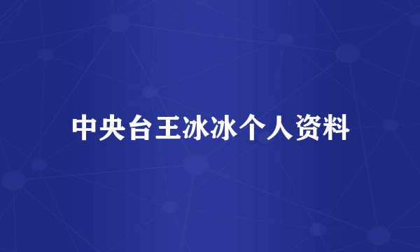 中央台王冰冰个人资料