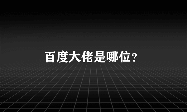 百度大佬是哪位？