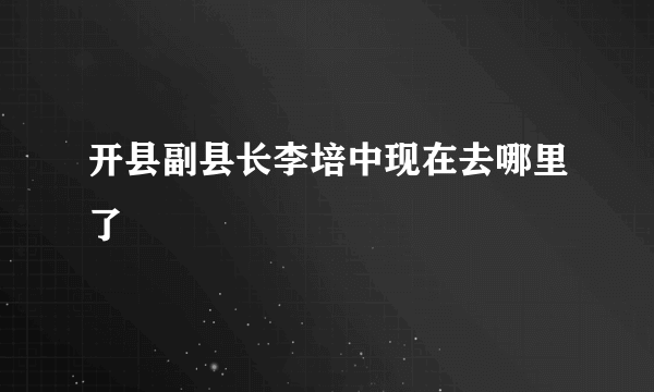 开县副县长李培中现在去哪里了