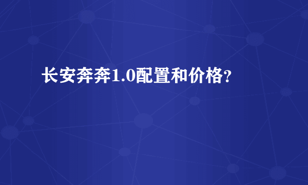 长安奔奔1.0配置和价格？