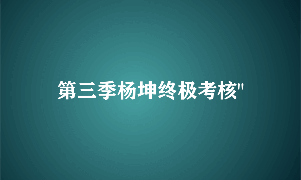 第三季杨坤终极考核