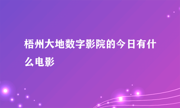 梧州大地数字影院的今日有什么电影