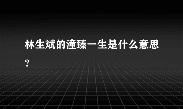 林生斌的潼臻一生是什么意思？