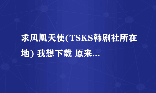 求凤凰天使(TSKS韩剧社所在地) 我想下载 原来是美男全集（高清版）