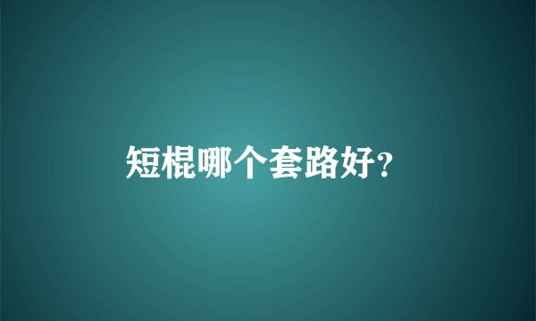 短棍哪个套路好？
