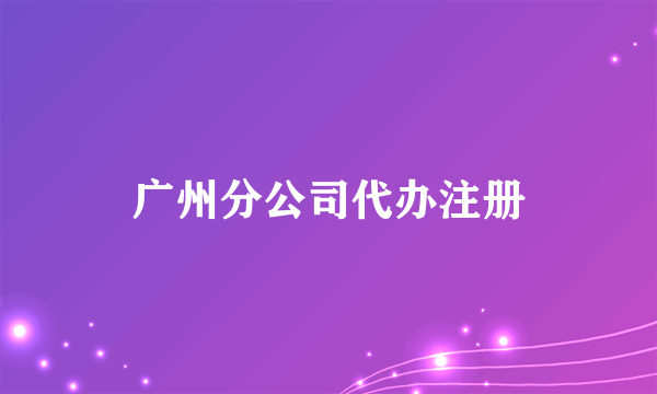 广州分公司代办注册