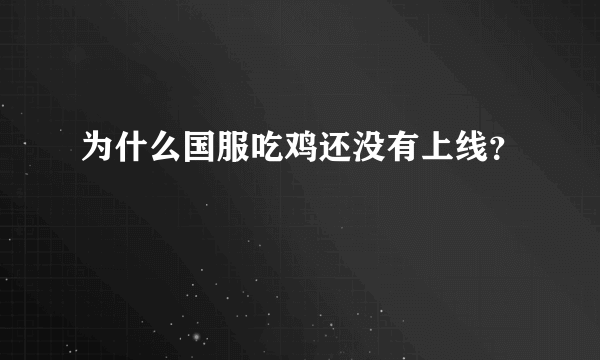 为什么国服吃鸡还没有上线？