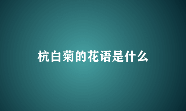 杭白菊的花语是什么
