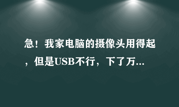 急！我家电脑的摄像头用得起，但是USB不行，下了万能驱动也不行