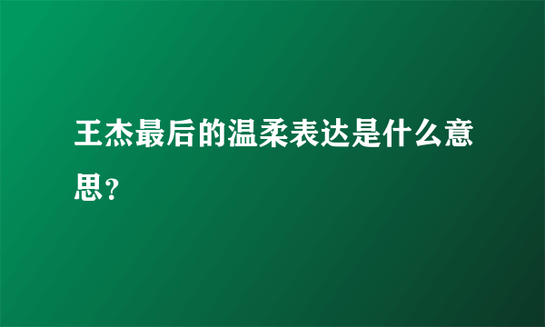 王杰最后的温柔表达是什么意思？
