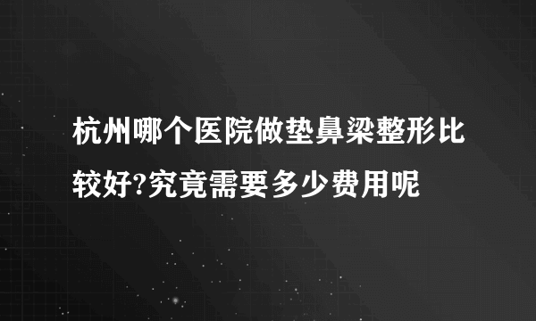 杭州哪个医院做垫鼻梁整形比较好?究竟需要多少费用呢