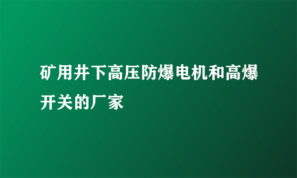 矿用井下高压防爆电机和高爆开关的厂家