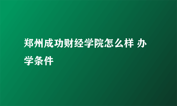 郑州成功财经学院怎么样 办学条件