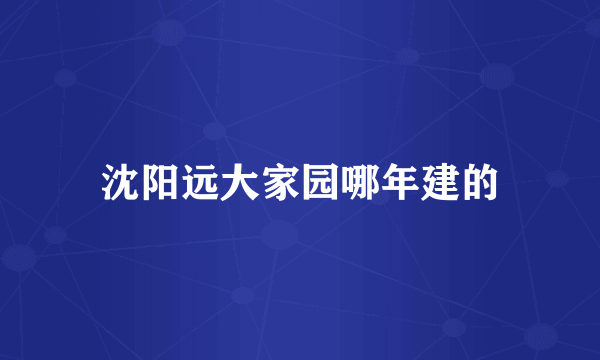 沈阳远大家园哪年建的