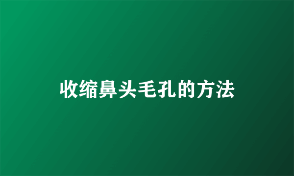 收缩鼻头毛孔的方法