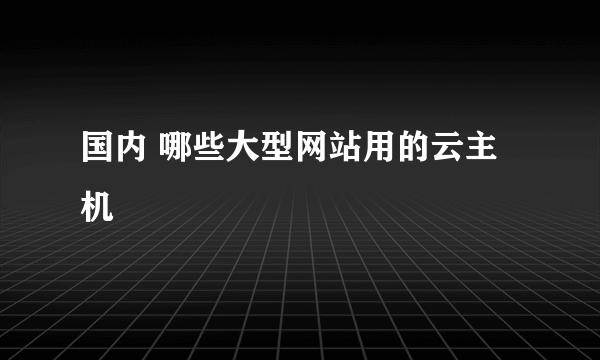 国内 哪些大型网站用的云主机
