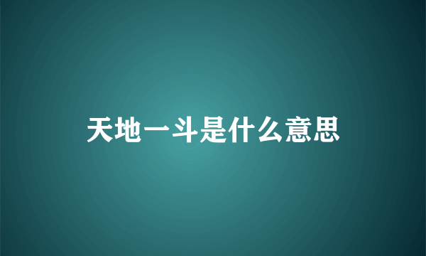 天地一斗是什么意思