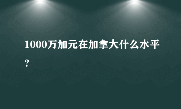1000万加元在加拿大什么水平？