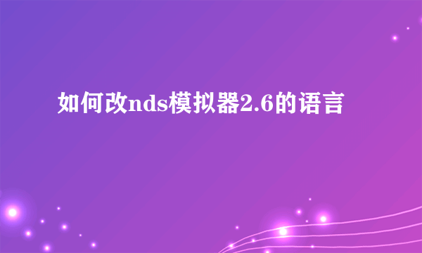 如何改nds模拟器2.6的语言