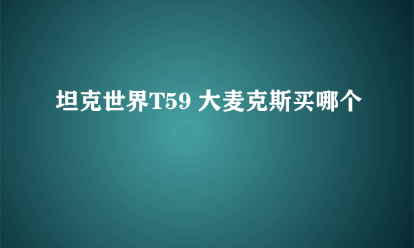 坦克世界T59 大麦克斯买哪个