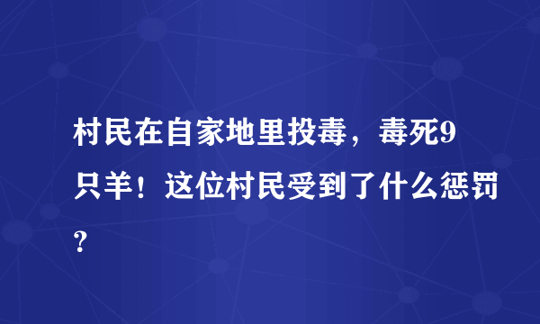 村民在自家地里投毒，毒死9只羊！这位村民受到了什么惩罚？