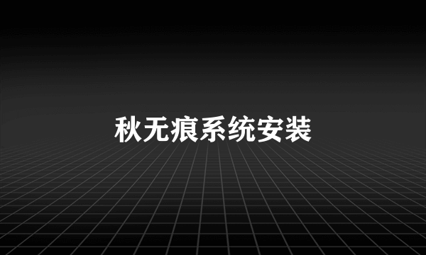秋无痕系统安装