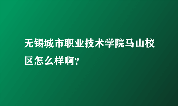 无锡城市职业技术学院马山校区怎么样啊？