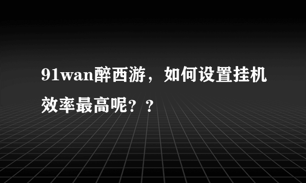 91wan醉西游，如何设置挂机效率最高呢？？
