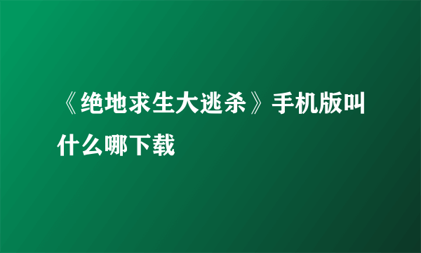《绝地求生大逃杀》手机版叫什么哪下载