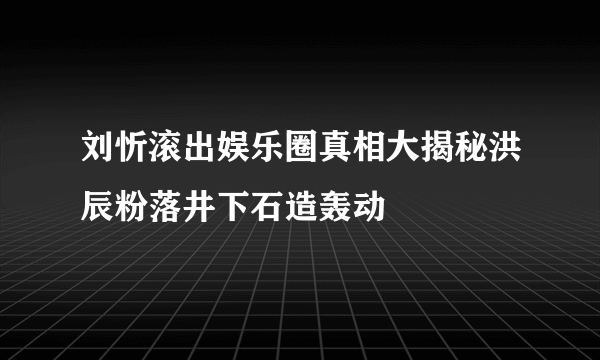 刘忻滚出娱乐圈真相大揭秘洪辰粉落井下石造轰动