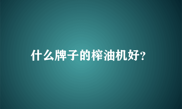 什么牌子的榨油机好？