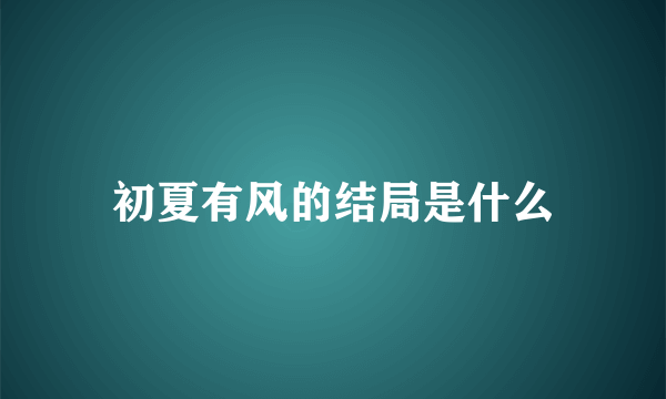 初夏有风的结局是什么