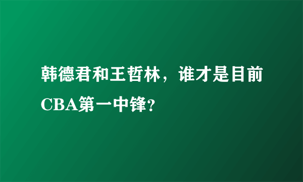 韩德君和王哲林，谁才是目前CBA第一中锋？