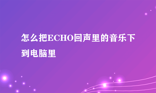 怎么把ECHO回声里的音乐下到电脑里