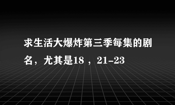 求生活大爆炸第三季每集的剧名，尤其是18 ，21-23