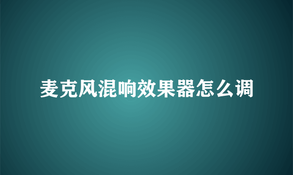 麦克风混响效果器怎么调