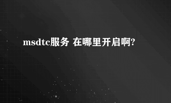 msdtc服务 在哪里开启啊?
