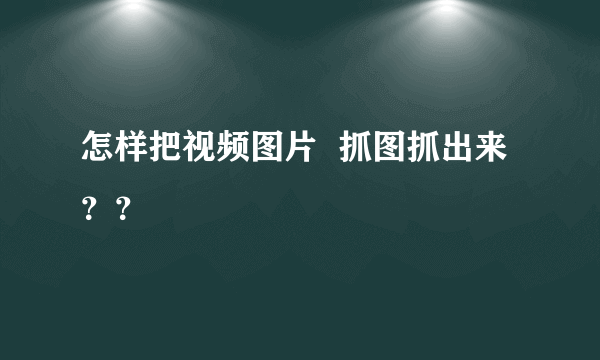 怎样把视频图片  抓图抓出来？？