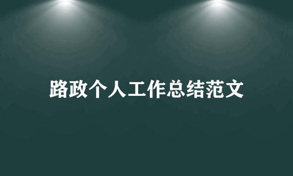路政个人工作总结范文