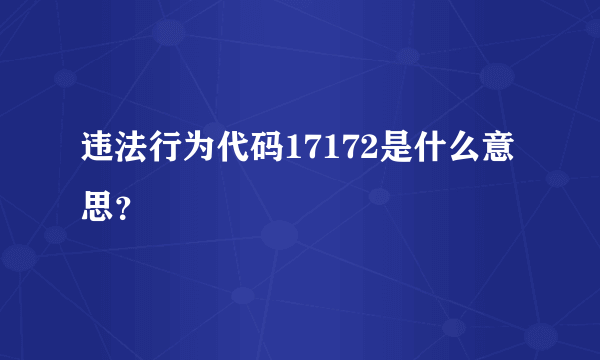 违法行为代码17172是什么意思？