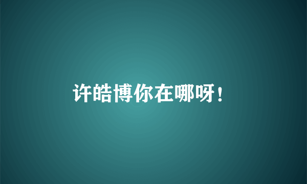 许皓博你在哪呀！