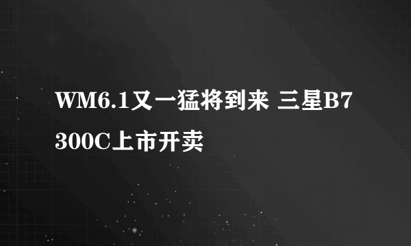 WM6.1又一猛将到来 三星B7300C上市开卖