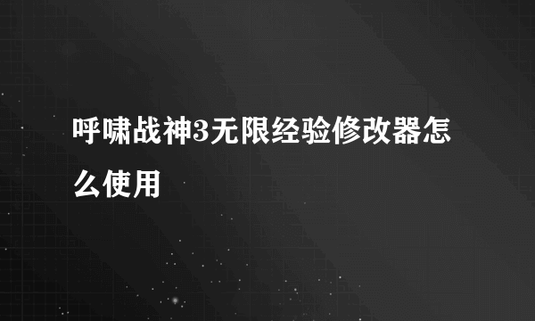 呼啸战神3无限经验修改器怎么使用